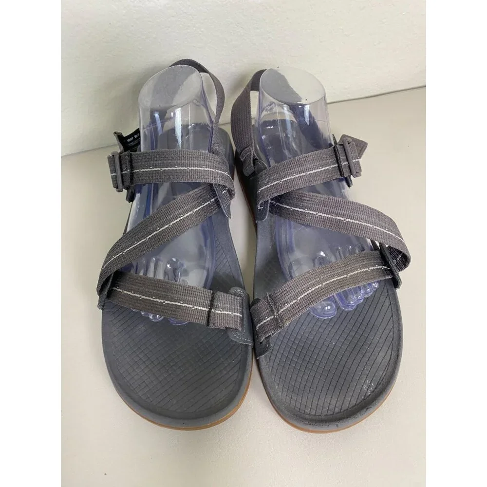 Chaco Men Adjustable Strap Hiking Sandals Size 11 Gray Gum Sole‎ Outdoor Camping